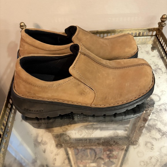 Skechers Brown Leather Platform Slip On Shoes Womens Size 9.5 Comfort Clog - Picture 5 of 9